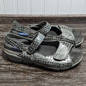 Wolky Women's Gray Metallic Open Toe Adjustable Straps Comfort Sandal Size 38